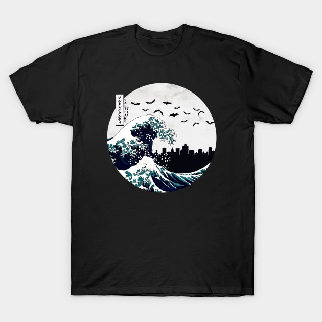 Salt Lake City Kanagawa Wave Dark T-Shirt by Ferrazi